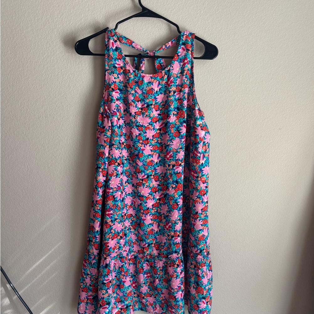 LOFT Daisy Tie-Back Flounce Dress | Size Medium Petite - Picture 8 of 9